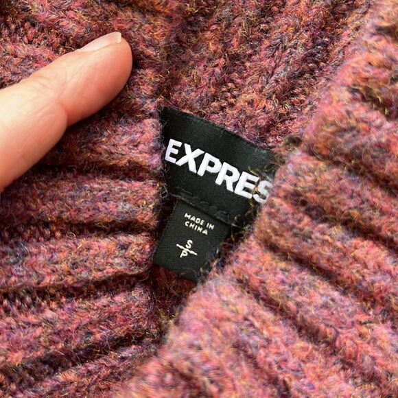 Express Ribbed Mock Turtleneck Wool Blend Mauve Ribbed Sweater Size Small - Picture 5 of 7